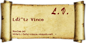 Létz Vince névjegykártya